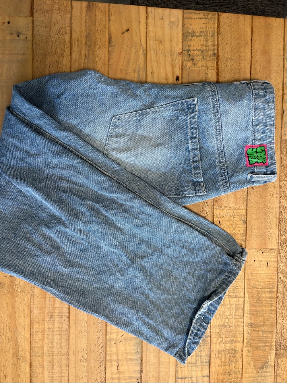 Empyre Light Blue Flared Denim Jeans with Patch